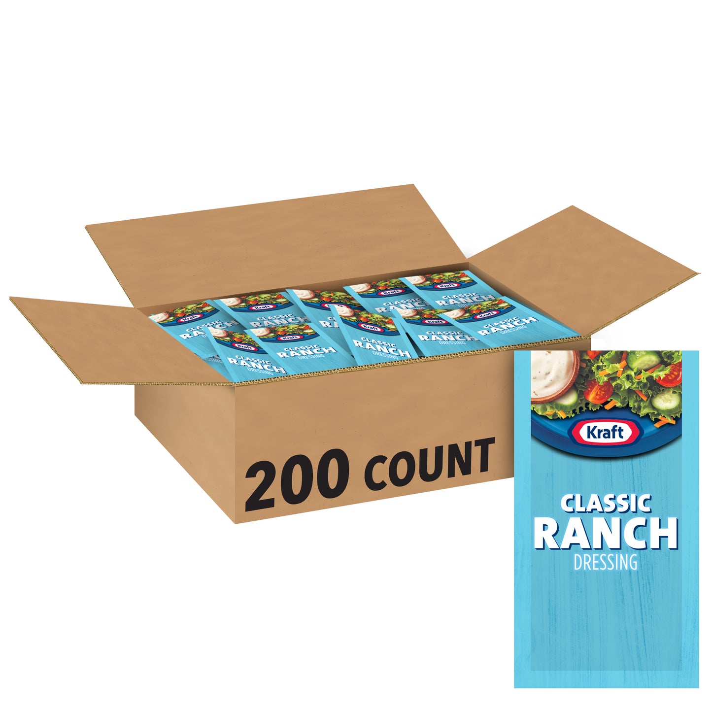 KRAFT Single Serve Ranch Salad Dressing 0.44 Ounce Packets 200 Per Case