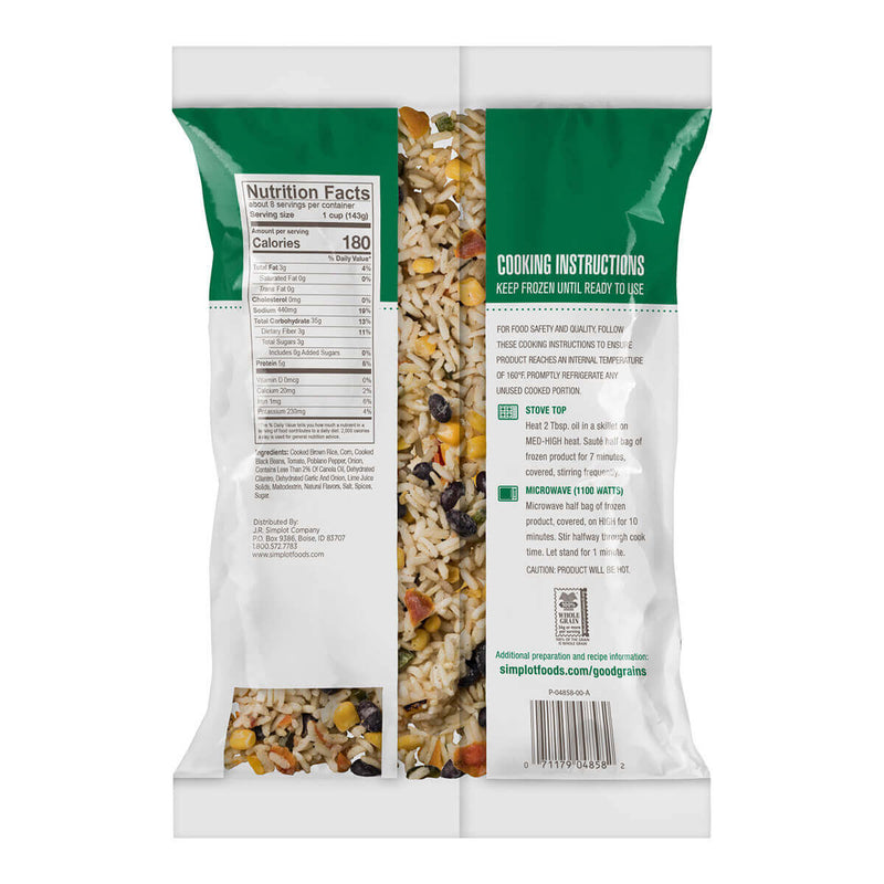 Simplot Good Grains Cilantro Lime Rice & Fire Roasted Corn Fiesta 2.5 Pound Each - 6 Per Case.