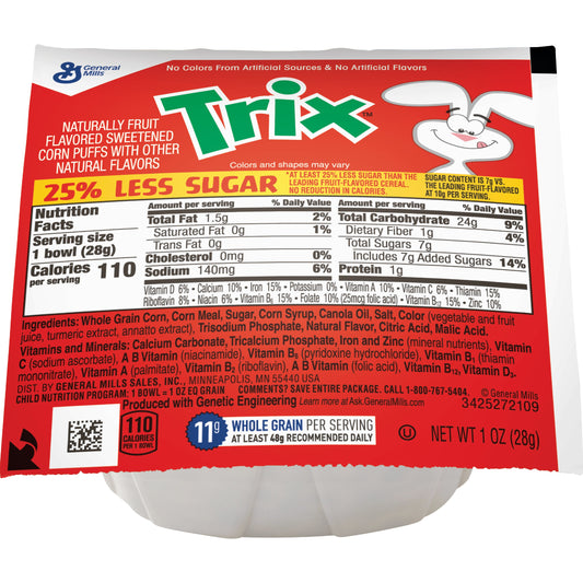 Trix™ Cereal Less Sugar Single Serve Bowlpak 1 Ounce Size - 96 Per Case.