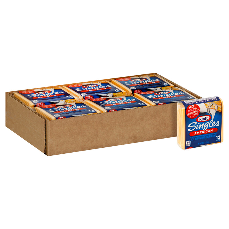 Kraft Individually Wrapped American Cheese Slices, 8 Ounce Size - 12 Per Case.