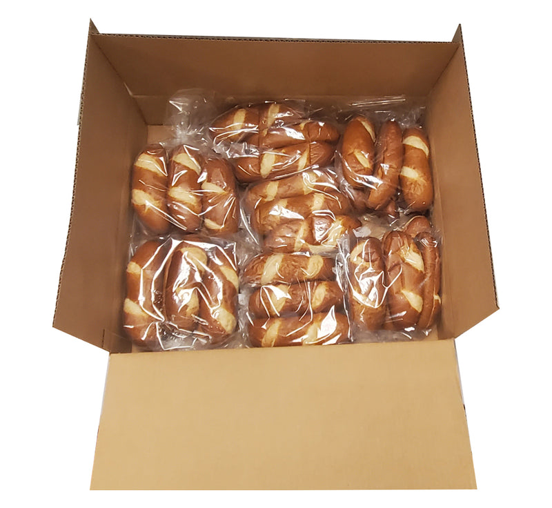 Pretzel Torpedo Roll Slice 3 Ounce Size - 42 Per Case.