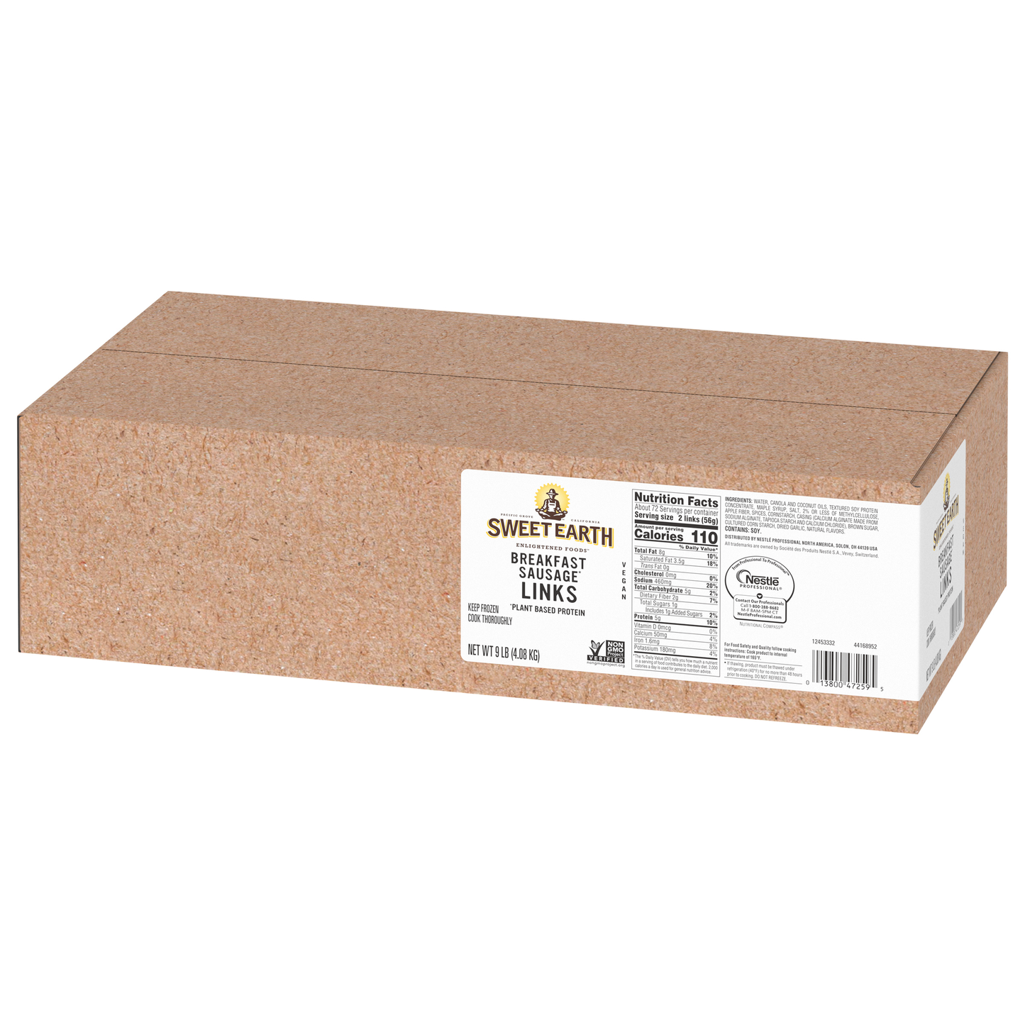 Sweet Earth Breakfast Sausage Links Plant Based Protein Pouch 9 Pound Each - 1 Per Case.