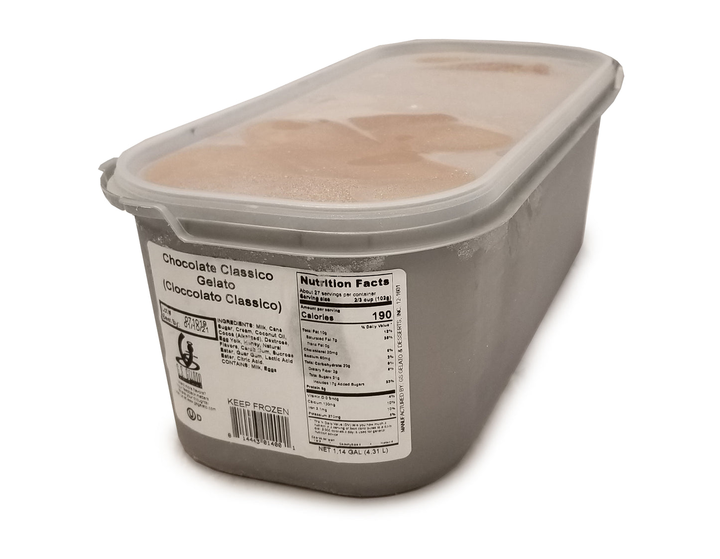 G Gelato Chocolate Classico Gelato 5 Liter - 1 Per Case.