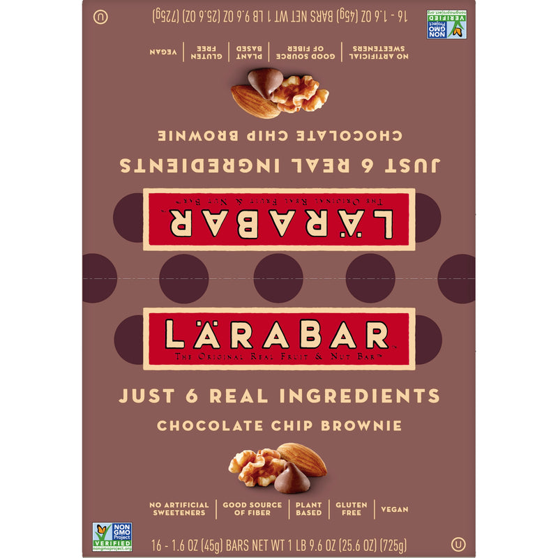 Larabar™ Gluten Free Wellness Bars Chocolate Chip Brownie 25.6 Ounce Size - 4 Per Case.