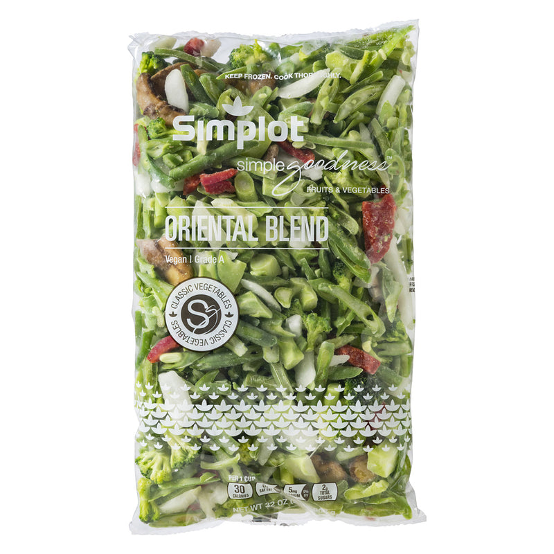 Simplot Simple Goodness Classic Vegetables Oriental Vegetable Blend 2 Pound Each - 12 Per Case.