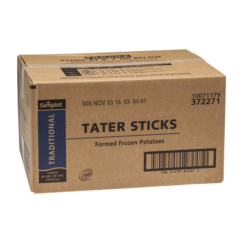 Simplot Traditional Tater Sticks 4 Pound Each - 6 Per Case.