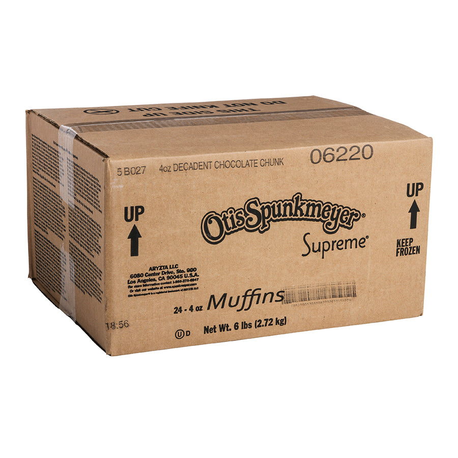 Decadent Chocolate Muffin With Chocolate Chips And Chocolate Flavored Chunks Naturally And 4 Ounce Size - 24 Per Case.