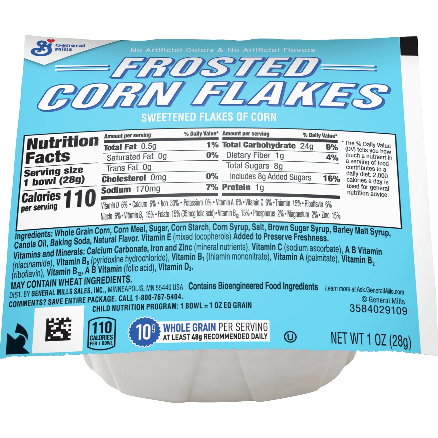 Frosted Corn Flakes™ Cereal Single Serve Bowlpak 1 Ounce Size - 96 Per Case.