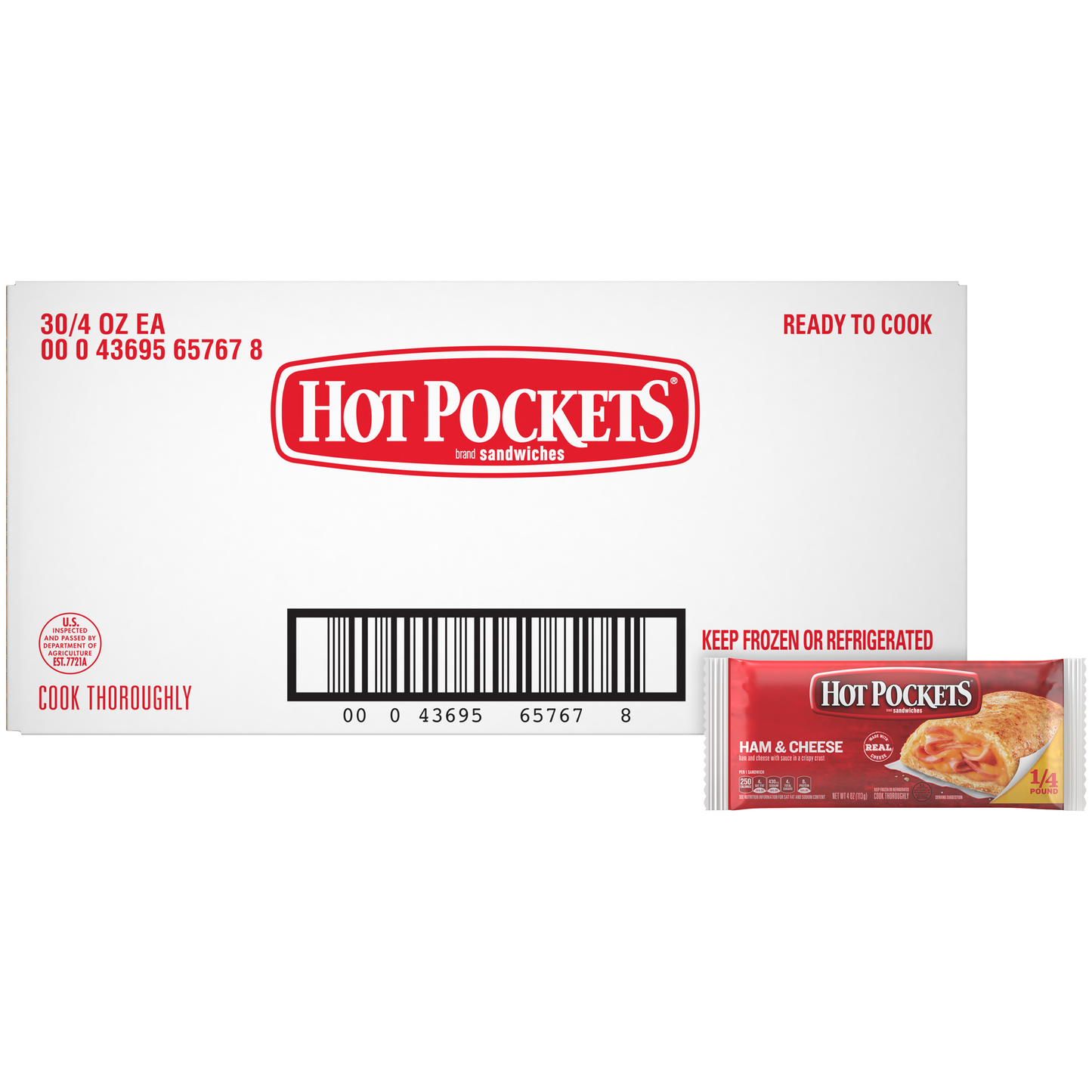 Hot Pockets Ham And Cheese 4 Ounce Size - 30 Per Case.