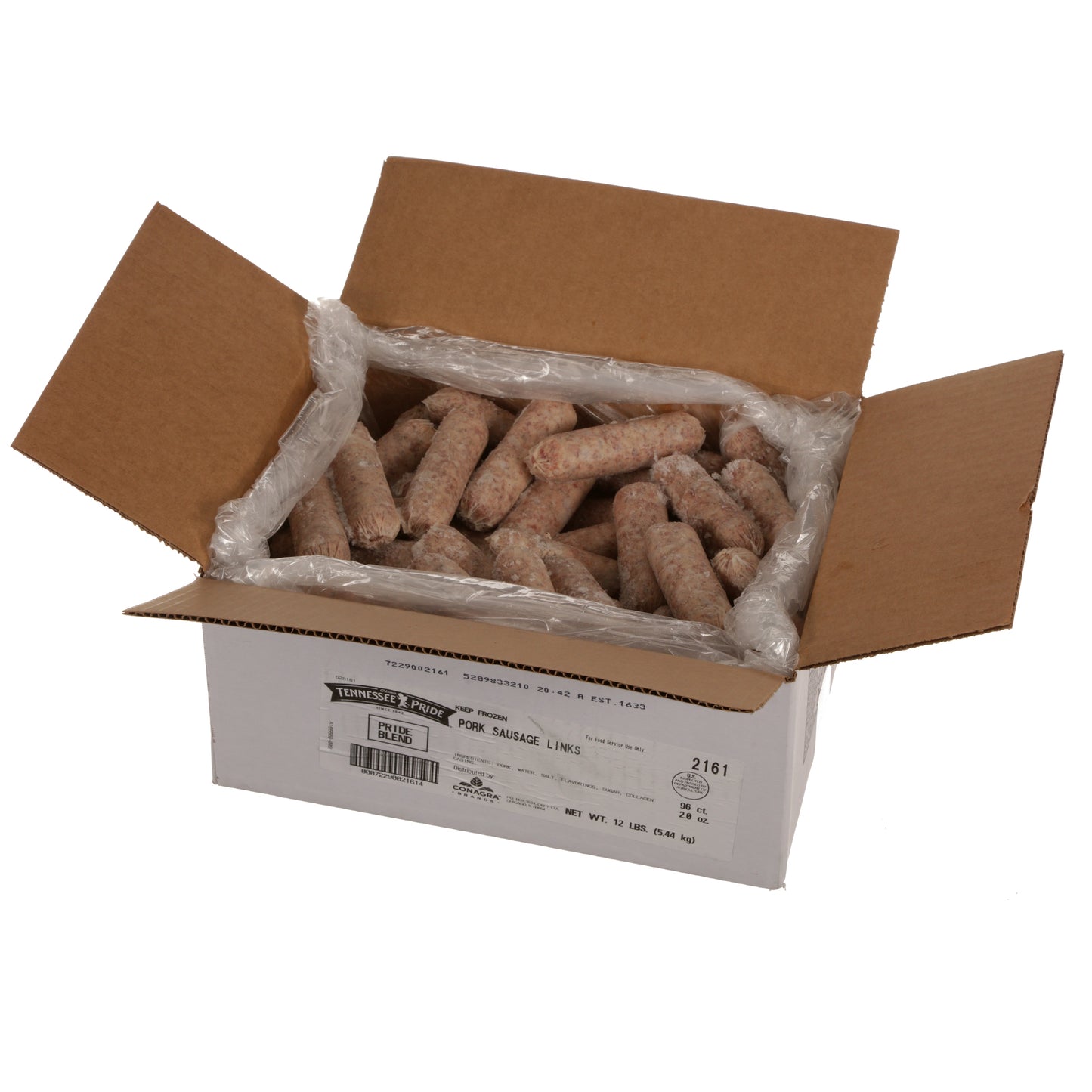 Odoms Tennessee Pride Country Blend Fresh Casing Sausage Links 2 Ounce Size - 96 Per Case.