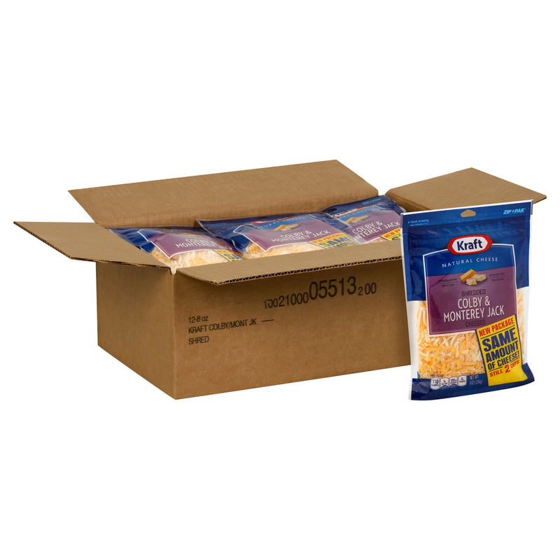 Kraft Shreds Colby Jack Natural Cheese, 8 Ounce Size - 12 Per Case.