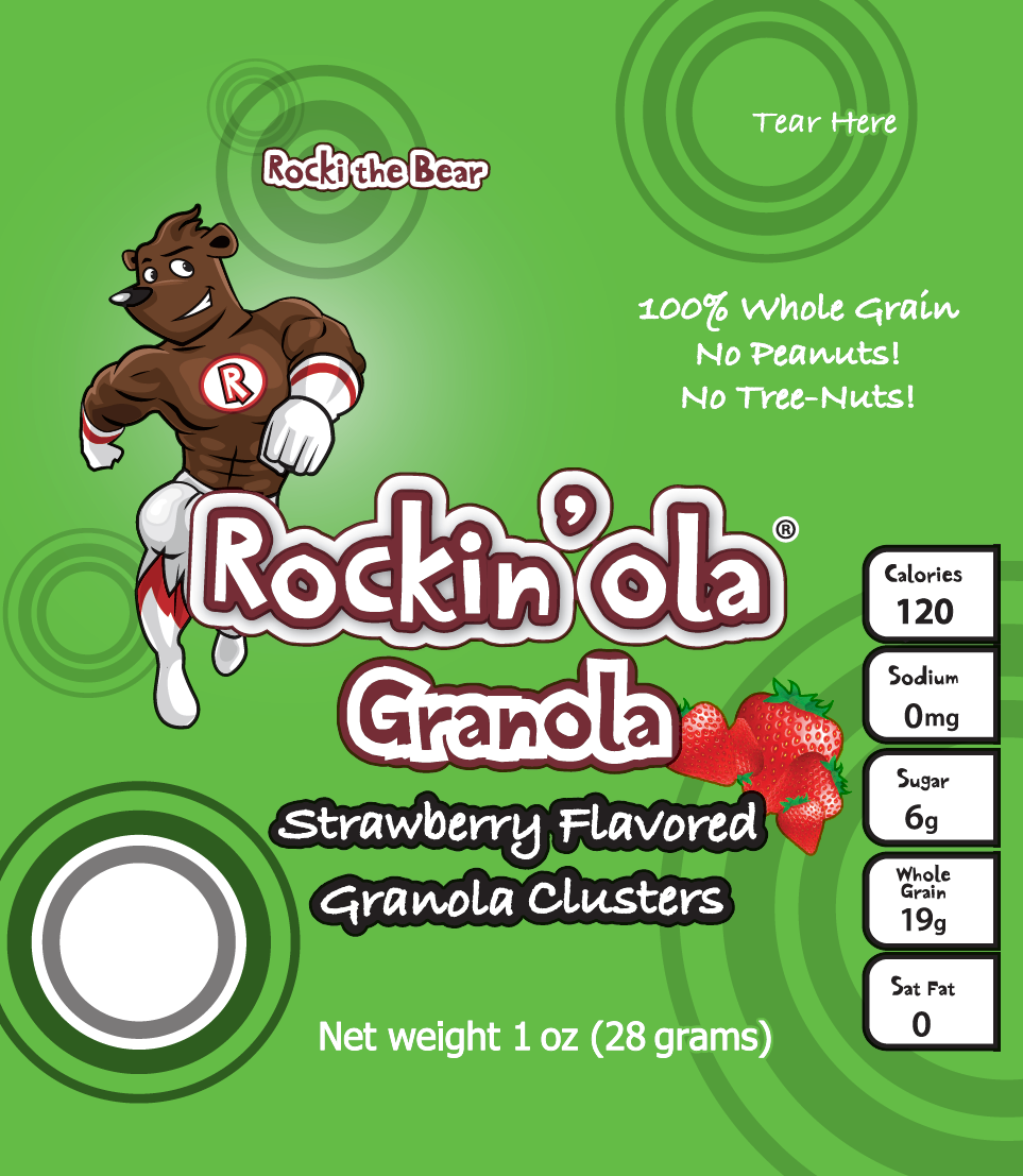 Rockin'ola Strawberry Granola Snack 28 Grams Each - 250 Per Case.