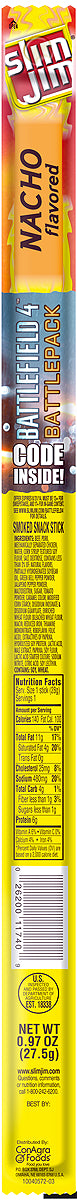 Slim Jim Giant Smoked Meat Stick Nacho Flavor Count 0.97 Ounce Size - 144 Per Case.