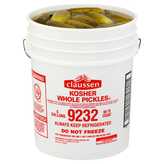 CLAUSSEN Whole Dill Pickles 5 gal. Pail 60-70 Count