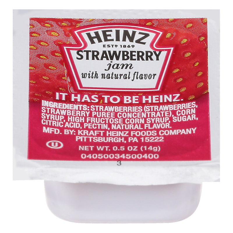 HEINZ Single Serve Strawberry Jam 0.5 Ounce Cups 200 Per Case