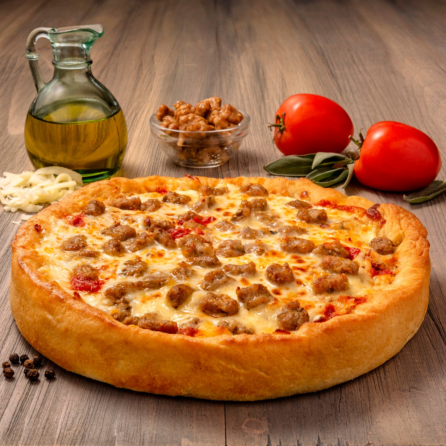 Uno Foods Inc 9" Deep Dish Sausage Pizza 25 Ounce Size - 6 Per Case.