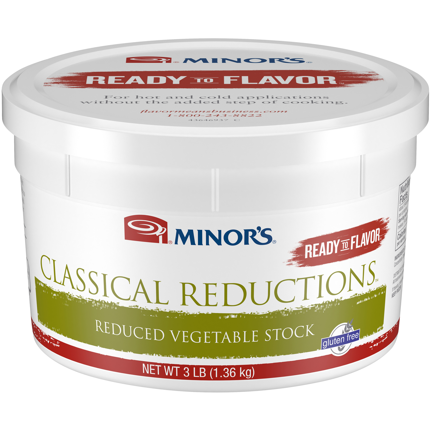 Minor's Classical Reduction Gluten Free Reduced Vegetable Stock 3 Pound Each - 4 Per Case.