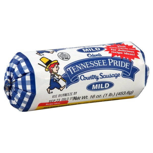 Odoms Tennessee Pride Mild Roll Sausage 32 Ounce Size - 6 Per Case.