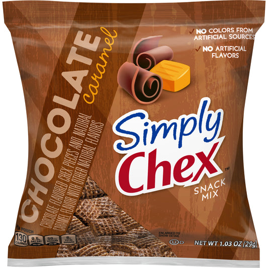 Chex Mix™ Simply Chex™ Snack Mix Single Serve Chocolate Caramel 1.03 Ounce Size - 60 Per Case.