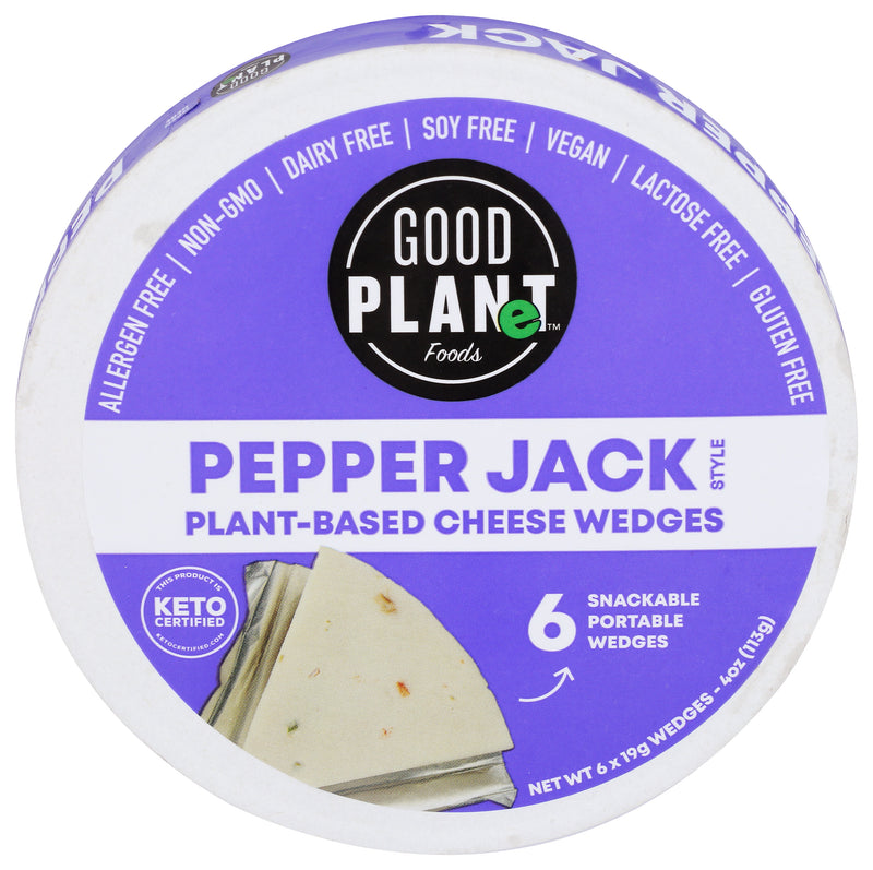 Good Planet Foods Pepper Jack Plant Based Cheese Wedges 4 Ounce Size - 9 Per Case.