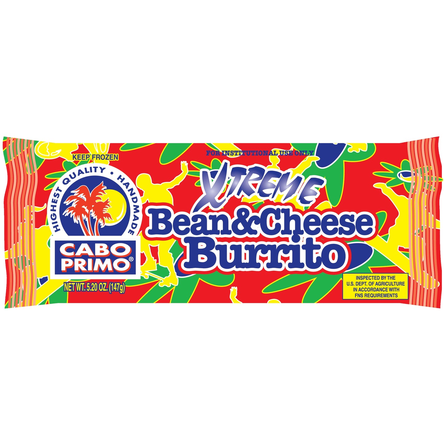 Cabo Primo Extreme Bean & Cheese Whole Grainburrito 5.2 Ounce Size - 96 Per Case.