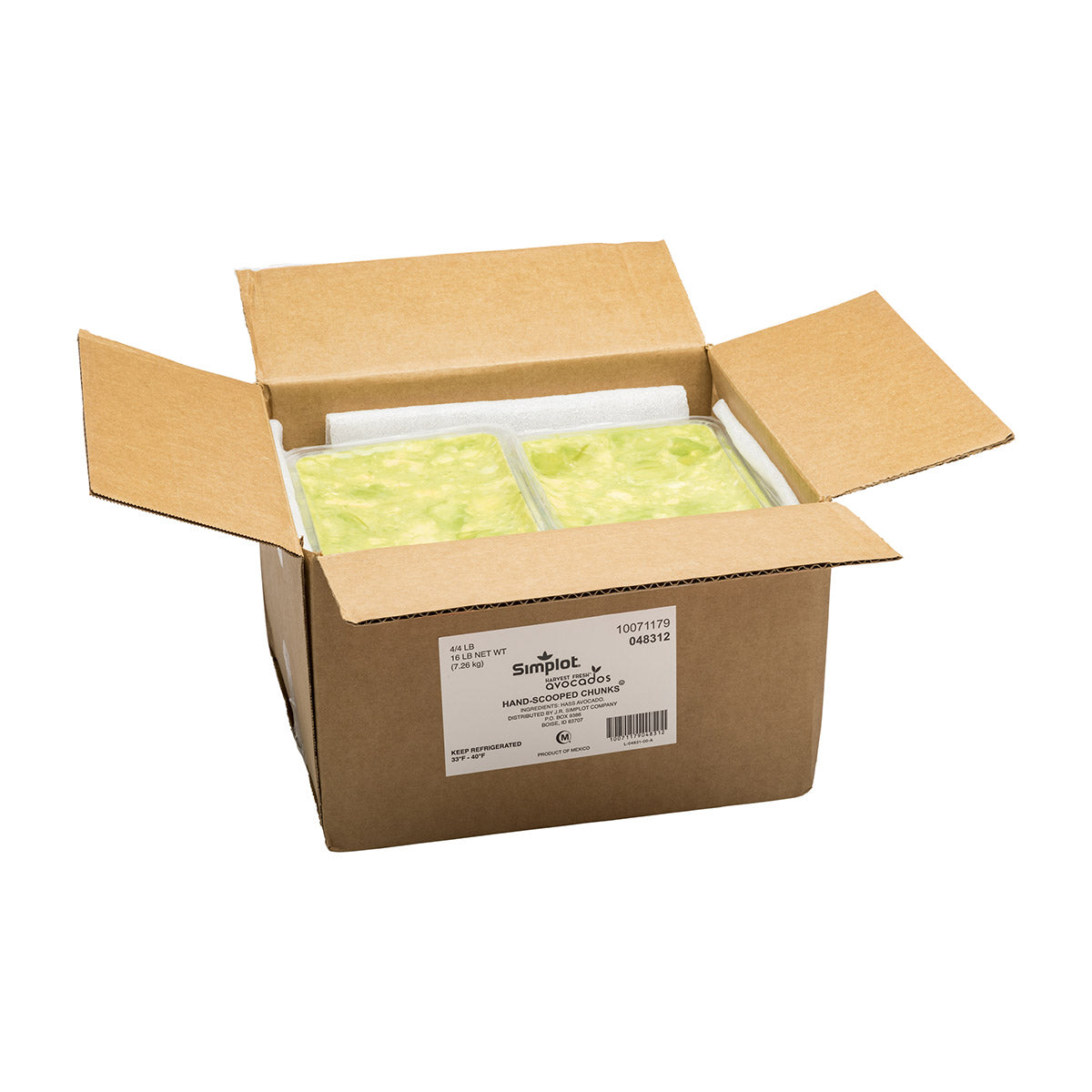 Simplot Harvest Fresh Avocados Hand Scooped Avocado Chunks Fresh 4 Pound Each - 4 Per Case.