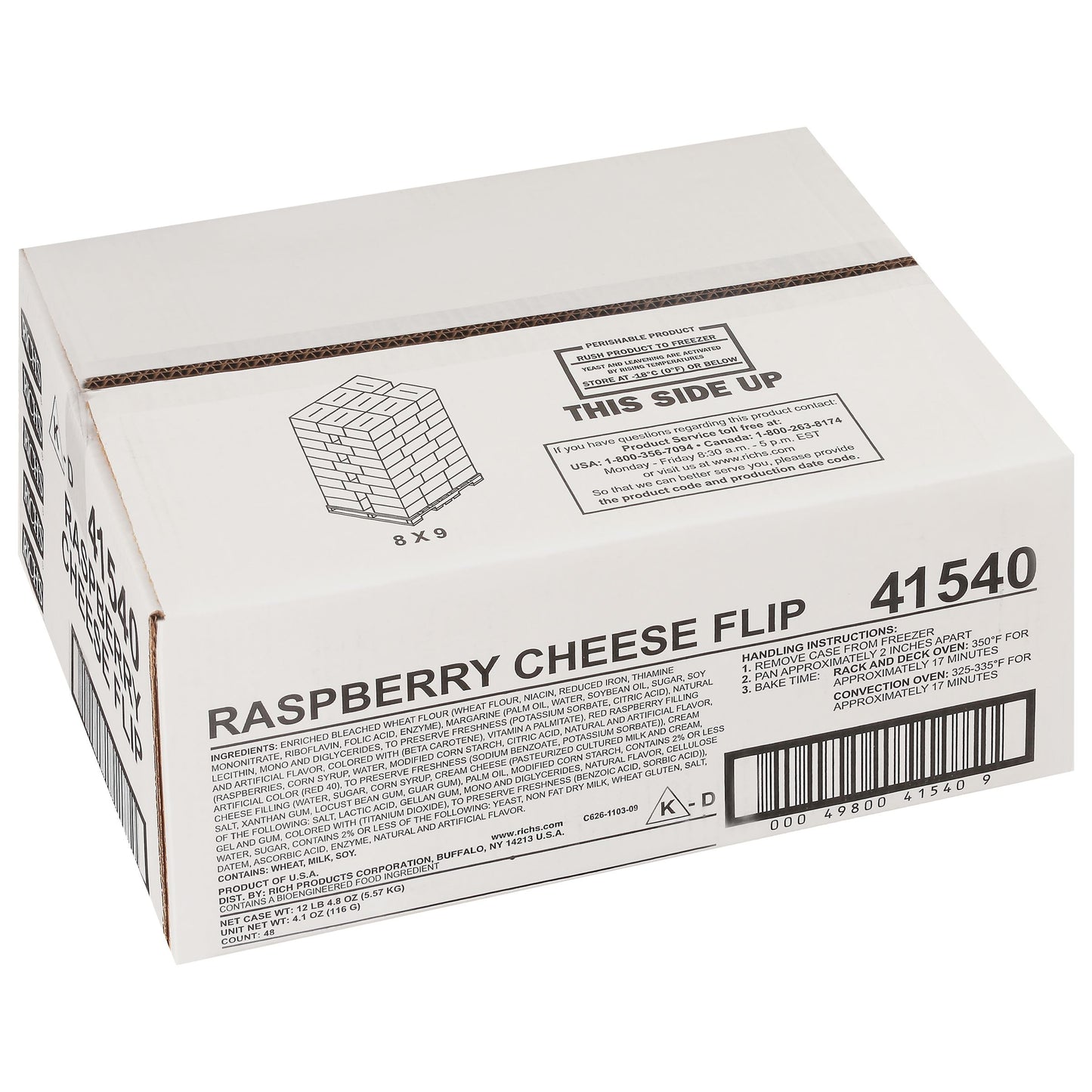 Dough Preproofed Croissant Raspberry Cheese 4.1 Ounce Size - 48 Per Case.