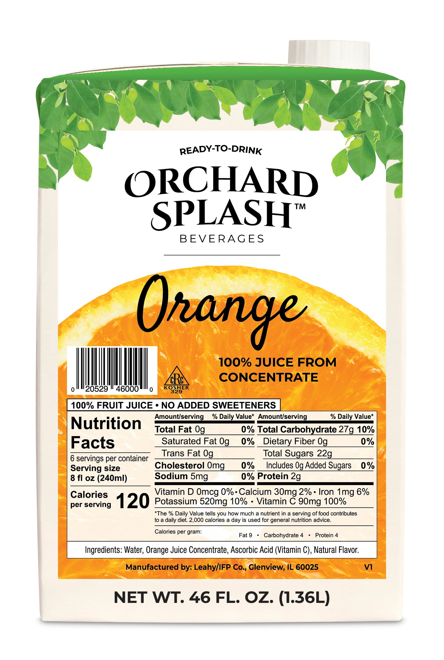 Rtd Orange Juice 46 Ounce Size - 12 Per Case.