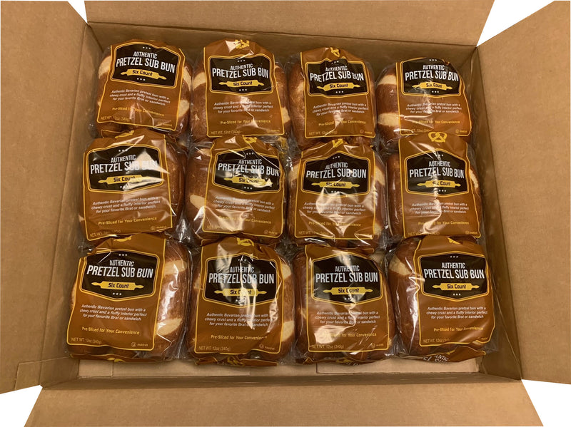 Cl Pretzel Sub Bun Slice Nb Packs 2 Ounce Size - 72 Per Case.