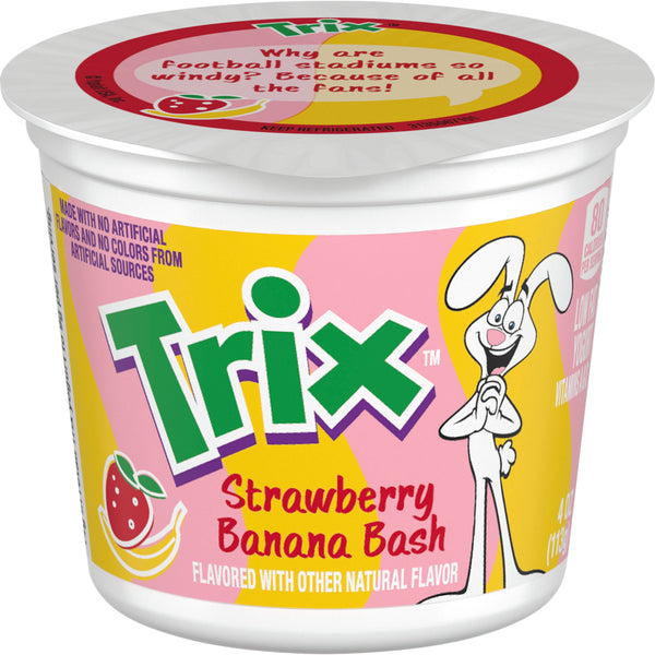 Yoplait® Trix™ Low Fat Yogurt Reduced Sugar Single Serve Cup Strawberry Banana Bash 4 Ounce Size - 48 Per Case.