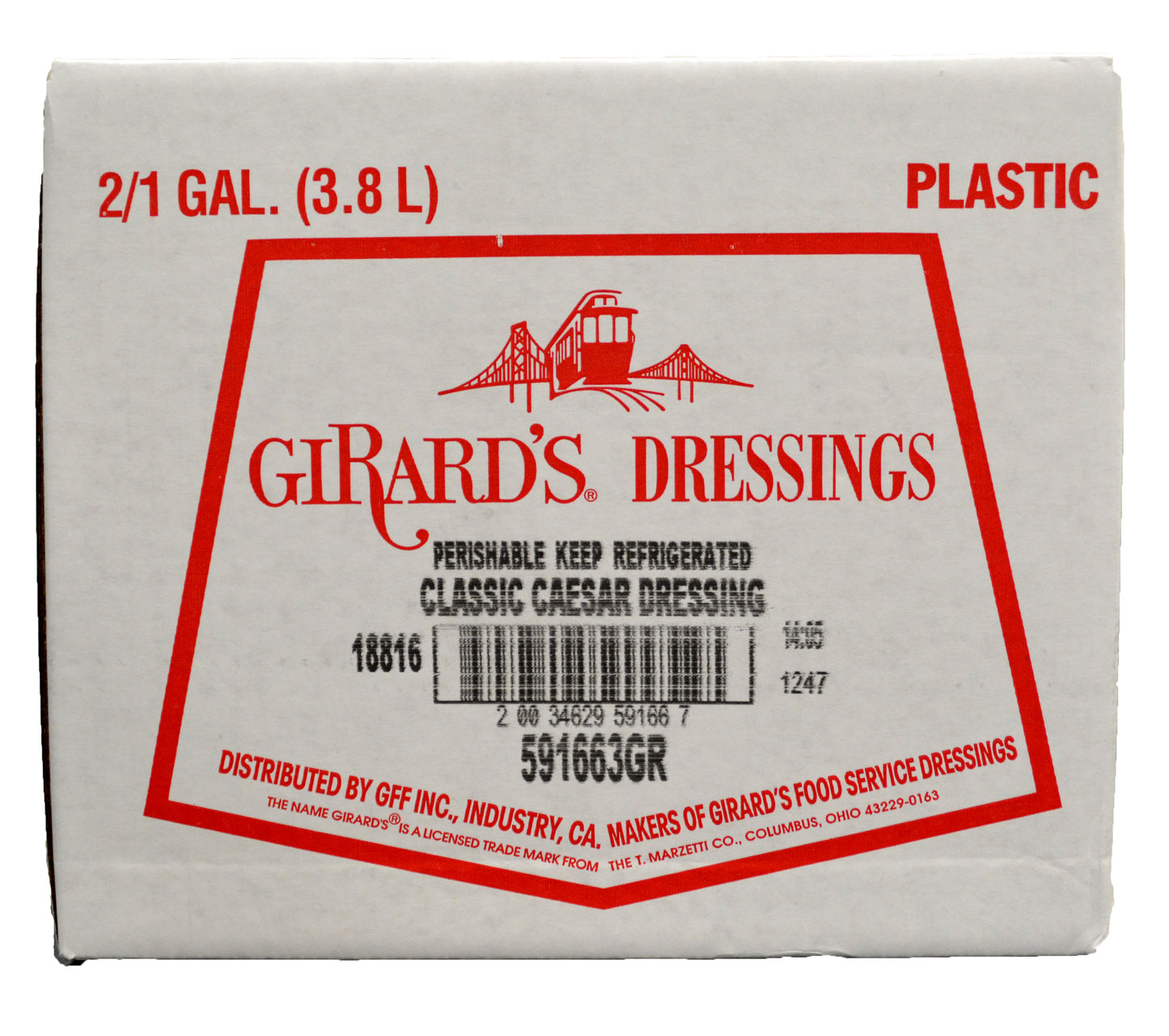 Girard's Classic Caesar With Parmesan Dressing, 1 Gallon, 2 Per Case.