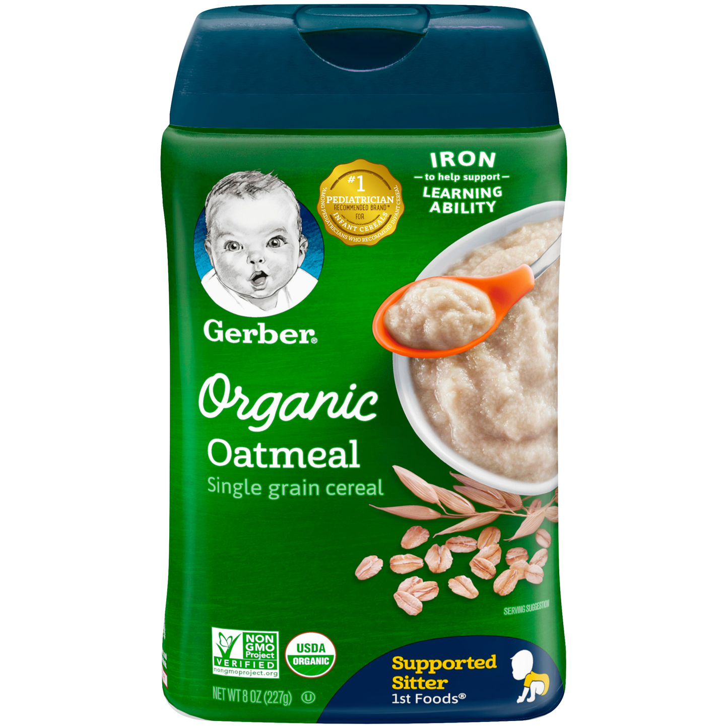 Gerber 1st Foods Organic Whole Grain Oatmeal Cereal Baby Food, 8 Ounce Size - 6 Per Case.