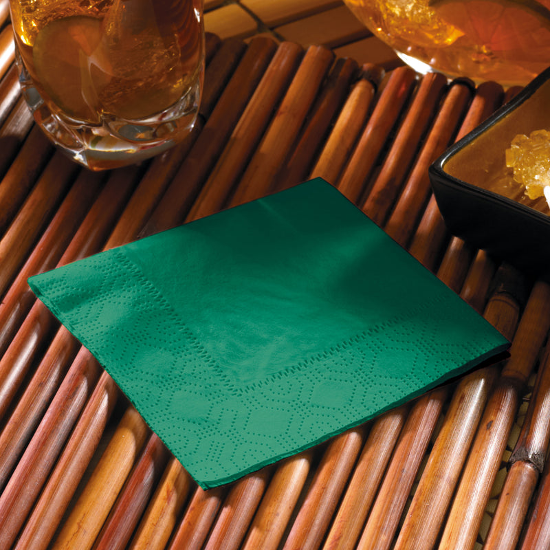 Napkin Beverage Hunter Green Ply Fold 250 Each - 4 Per Case.