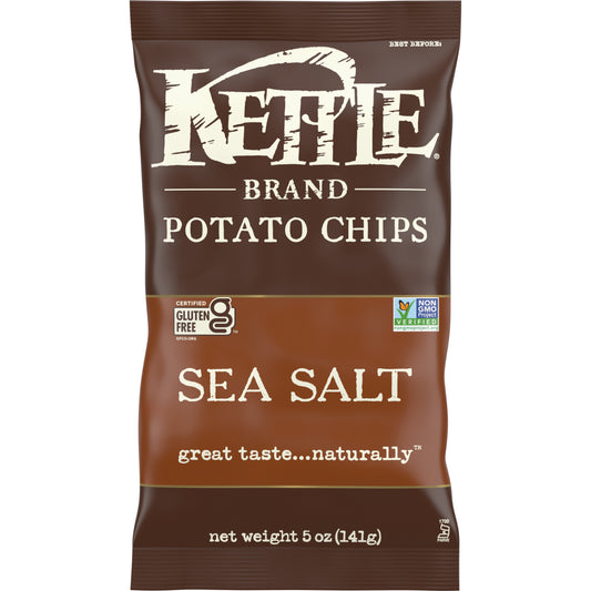 Kettle Brand Potato Chips Sea Salt Kettle Chips 5 Ounce Size - 8 Per Case.