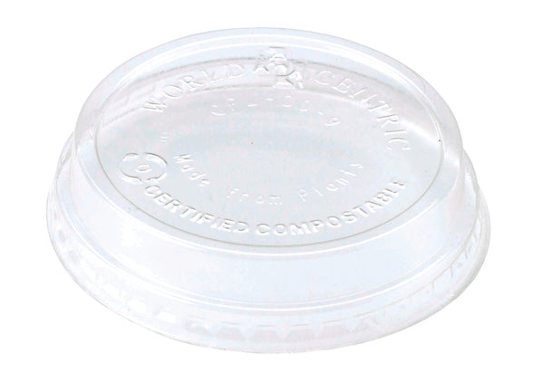 Cup Clear Raised Lids No Straw Hole Ingeo Compostable 100 Each - 20 Per Case.