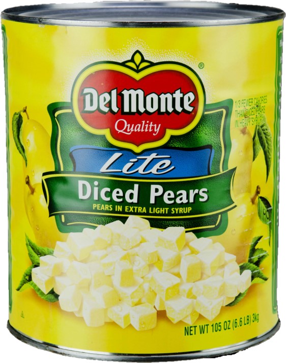 Del Monte® Lite Diced Pears In Extra Lightsyrup Can 105 Ounce Size - 6 Per Case.