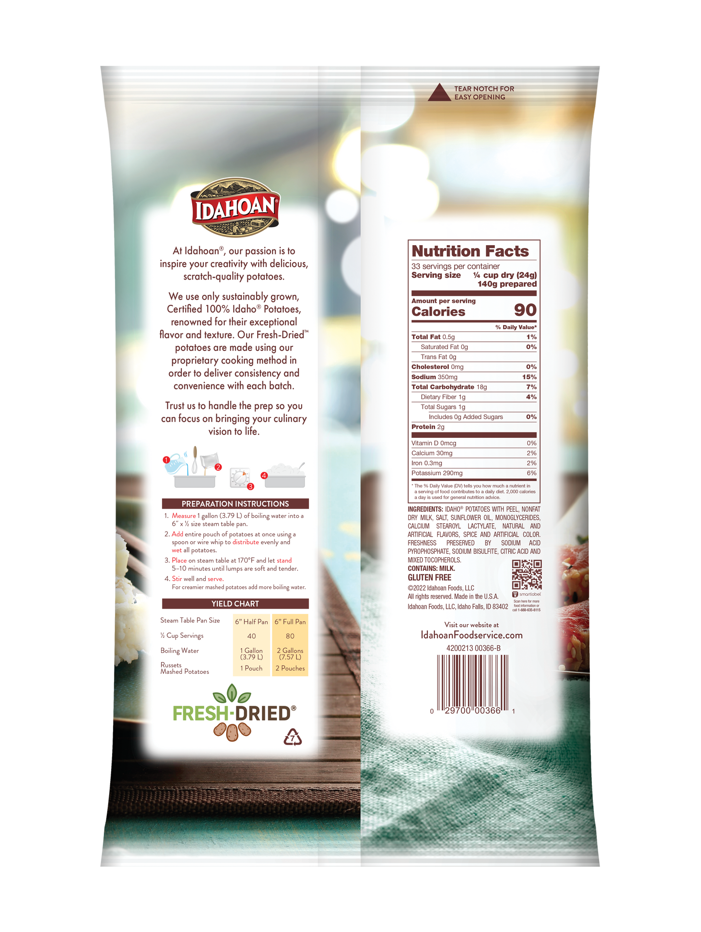 Idahoan® Rustic Russets Mashed Potatoes Hs (Lumps & Peels) 28 Ounce Size - 8 Per Case.