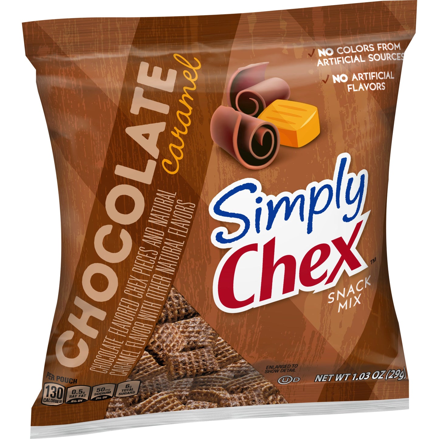 Chex Mix™ Simply Chex™ Snack Mix Single Serve Chocolate Caramel 1.03 Ounce Size - 60 Per Case.