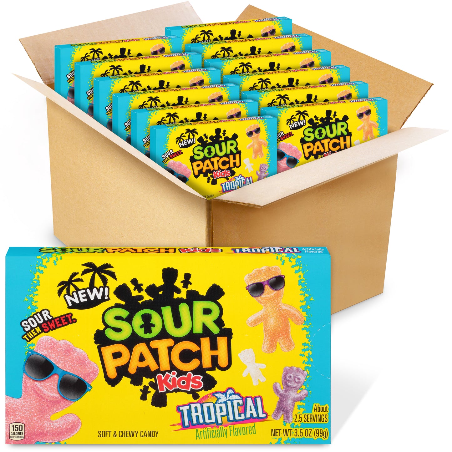 Sour Patch Kids Soft Candy Tropical Fat Freetropical 3.5 Ounce Size - 12 Per Case.