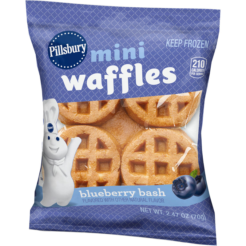 Pillsbury™ Frozen Mini Waffles Blueberry Bash™ 2.47 Ounce Size - 72 Per Case.