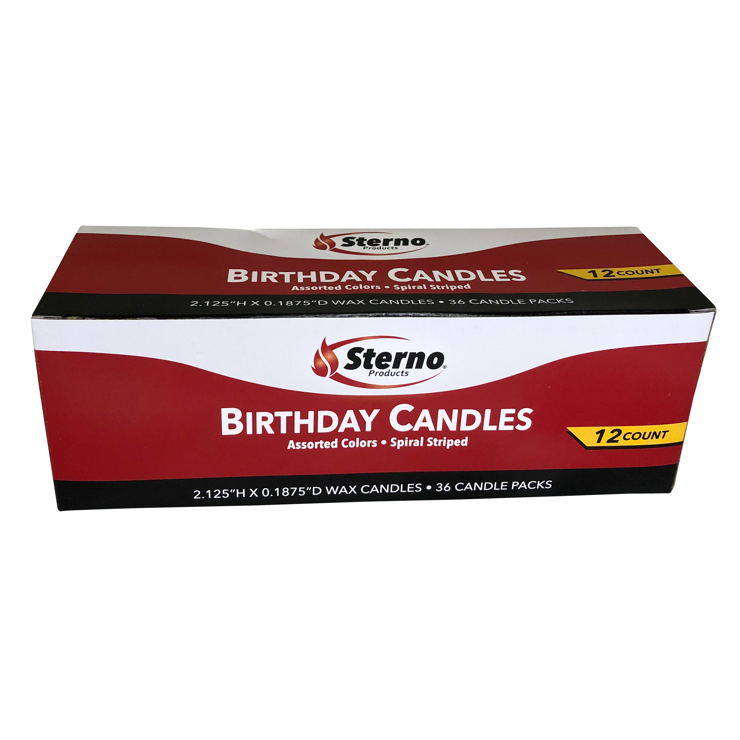 Birthday Candles Spiral Stripe Assorted Colors 12 Each - 144 Per Case.