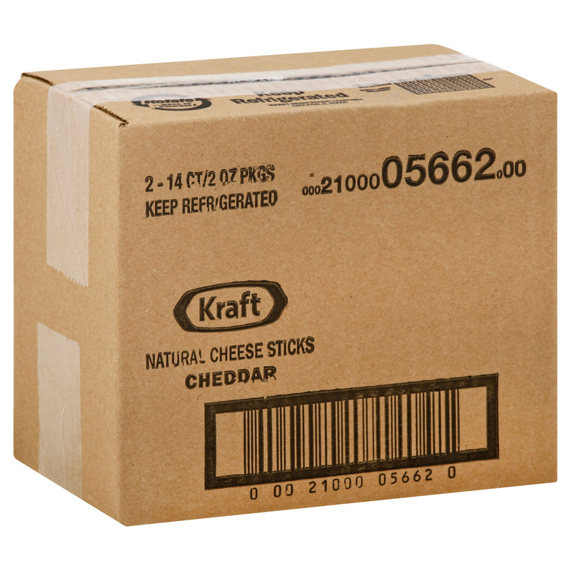 Kraft Natural Cheddar Cheese Sticks, 2 Ounce Size - 28 Per Case.