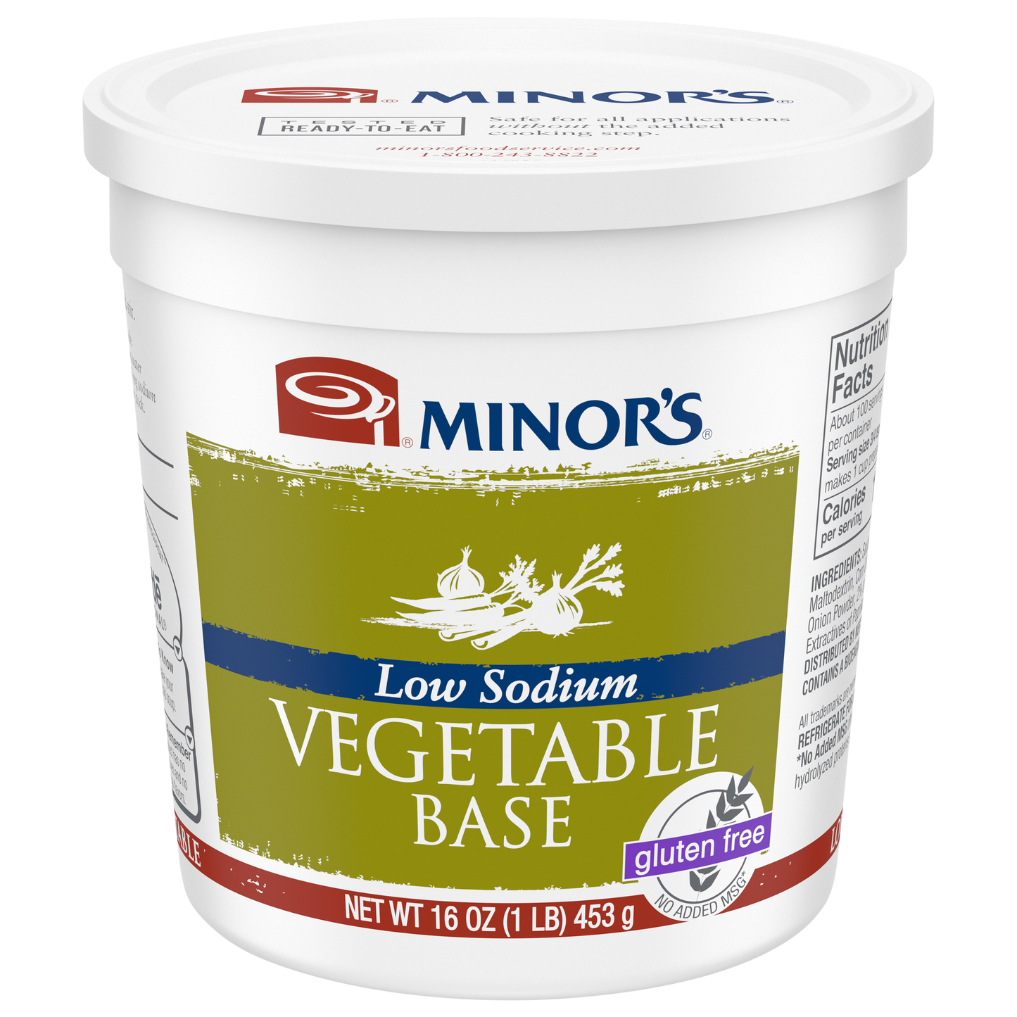 Minor's Vegetable Base Low Sodium (No Added Msg) Gluten Free 1 Pound Each - 6 Per Case.