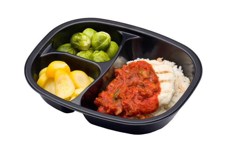 Chicken Cacciatore Over Rice Wmarinara Brussels Sprouts Yellow Squash 13 Ounce Size - 20 Per Case.