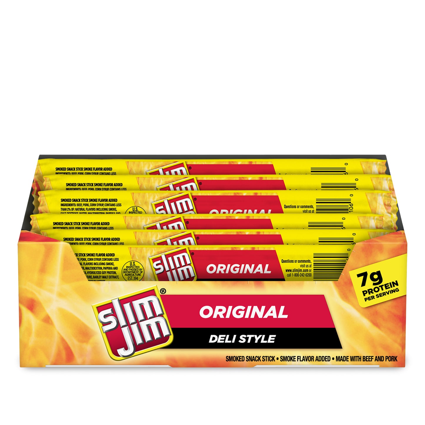 Slim Jim Deli Style Meat Sticks Original Flavor Count 0.9 Ounce Size - 144 Per Case.