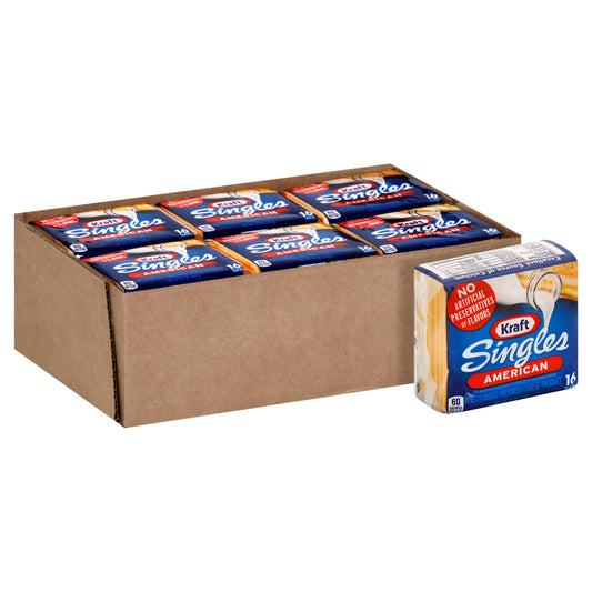 Kraft Individually Wrapped American Cheese Singles, 12 Ounce Size - 12 Per Case.