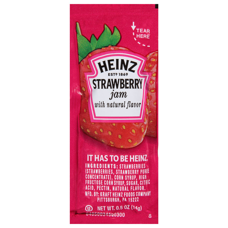 HEINZ Single Serve Strawberry Jam 0.5 Ounce Packets 200 Per Case