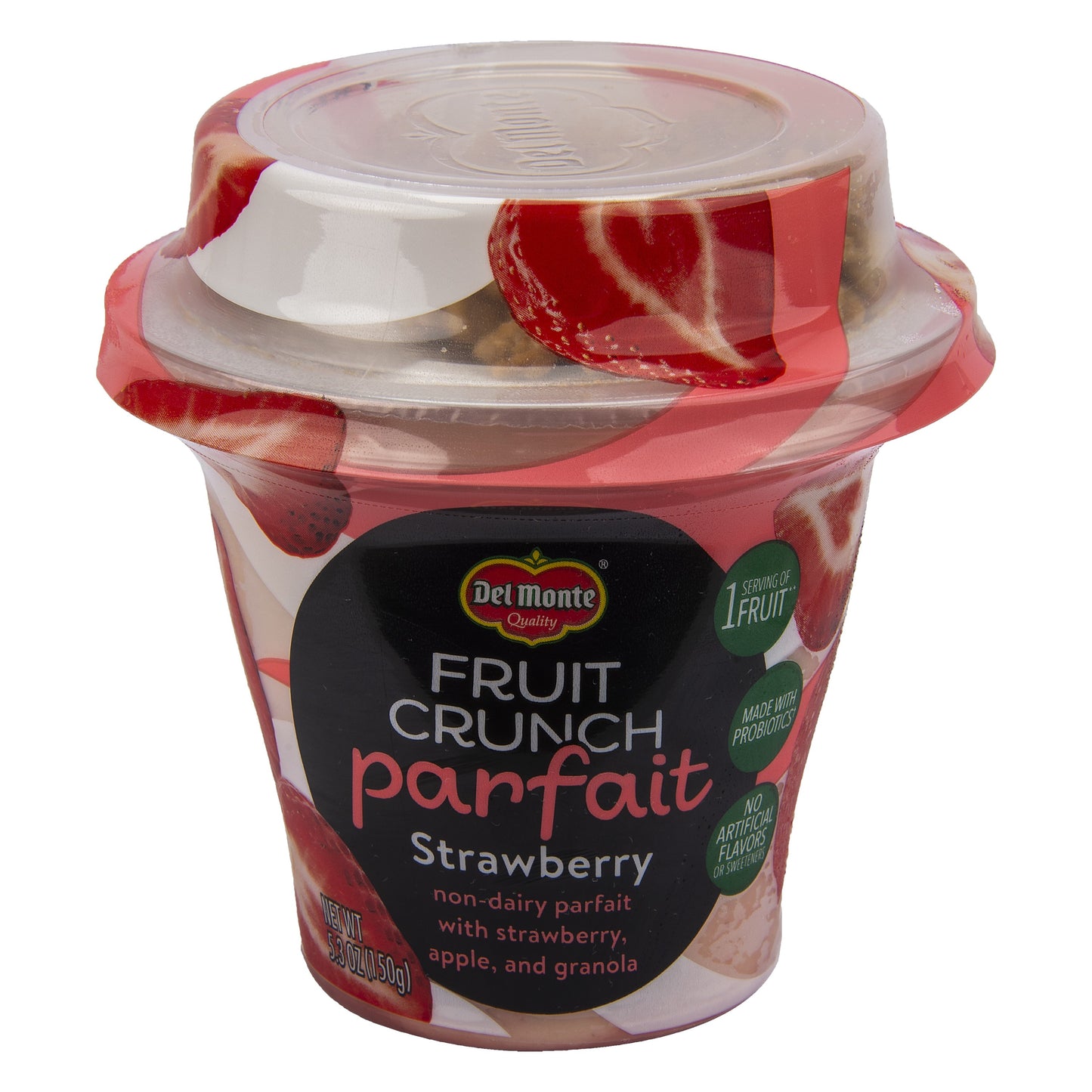 Del Monte® Fruit Crunch Parfait Strawberry Cup 5.3 Ounce Size - 6 Per Case.