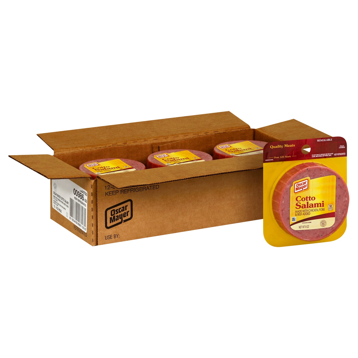 Oscar Mayer Salami Cotto Round Sliced, Per Package, 8 Ounce Size - 12 Per Case.