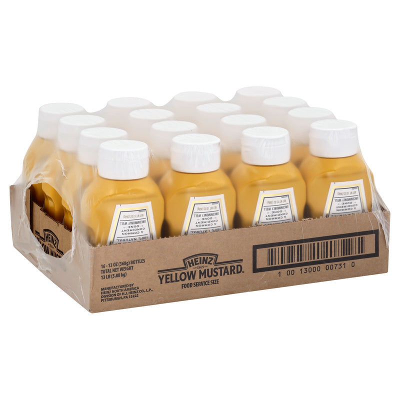 Heinz 100% Natural Yellow Mustard Forever Full Inverted No Seal to Peel 16Case 13 Bottles